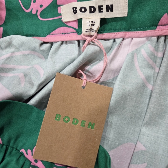 Boden Green Midi Skirt with Pink Lobster Print - Size 12R - Picture 9 of 12